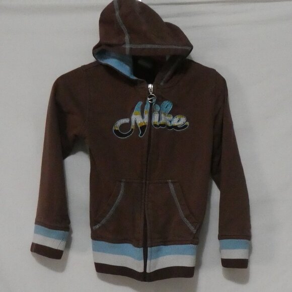 NIKE | size 6 | Brown Zip-Up Hoodie | Embroidered NIKE Logo - Picture 3 of 15